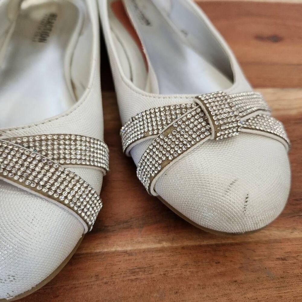 Kenneth Cole reaction young girls youth slip-on ballet flat size 3 Glam silver r